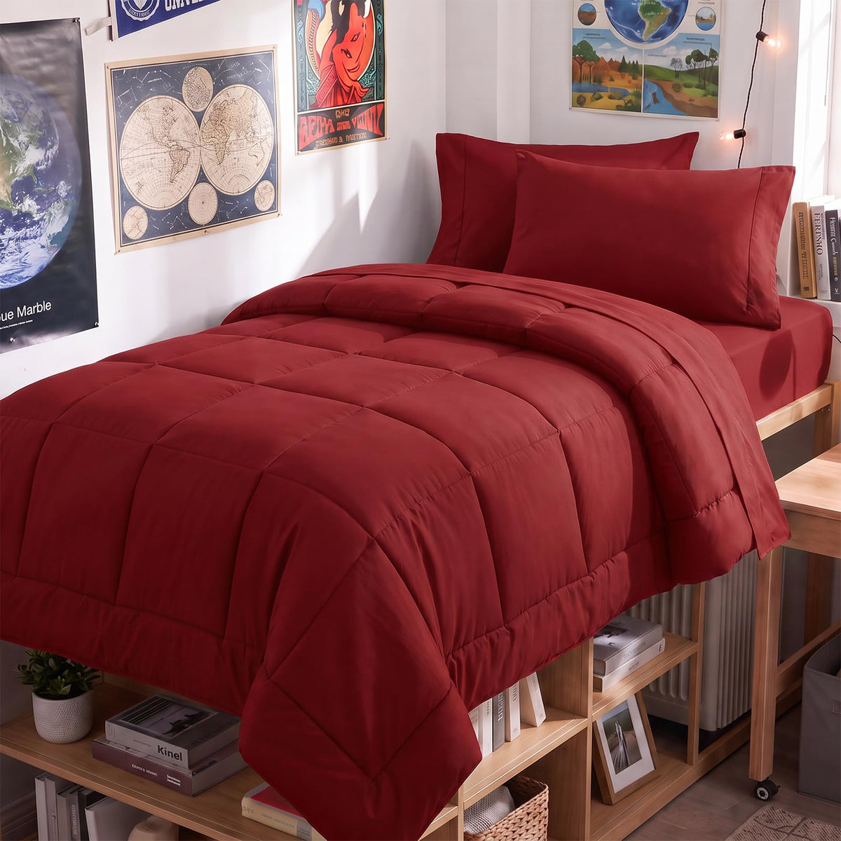 CozyLux Full Size Comforter Sets Black - 7 Pieces Bed in a Bag