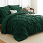 HIMEET Queen Comforter Set Black - 7 Pieces Pintuck Bed in a Bag