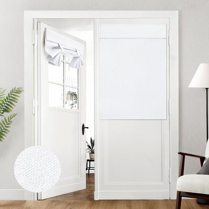 HOMEIDEAS 100% Blackout Linen Door Curtains for French Door 26x68 Inch