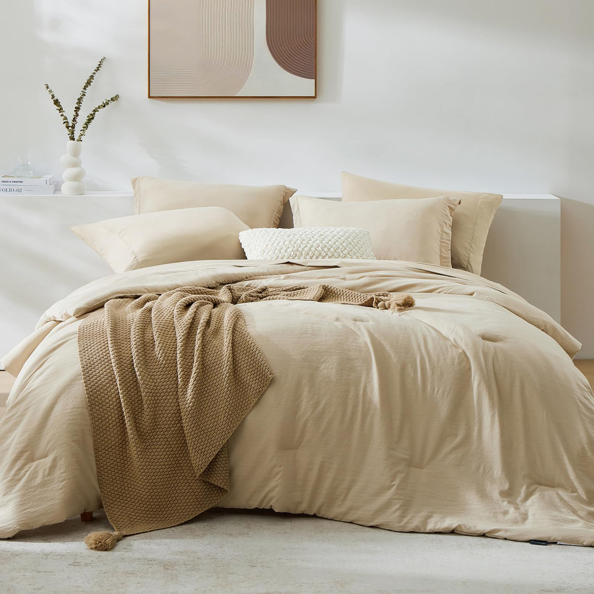 Full Size Comforter Sets-7 Pieces Ultra Soft Bed in a Bag Full Bedding Sets