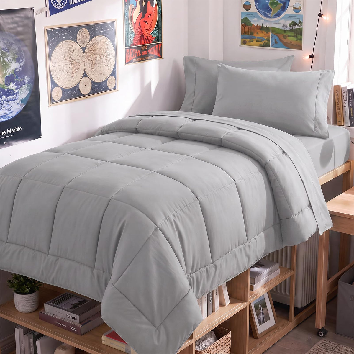 CozyLux Full Size Comforter Sets Black - 7 Pieces Bed in a Bag