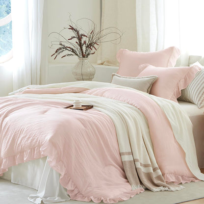Sage Green Ruffle 3 Pieces Comforter Queen Shabby Chic Bedding