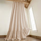 Farmhouse Shower Curtain Ruffle Linen Beige 72" W x 72" L