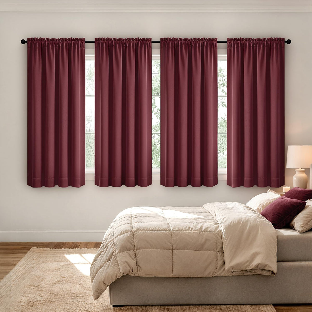 MIULEE Black Blackout Curtains 63 Inch Length for Bedroom Set of 4 Panels