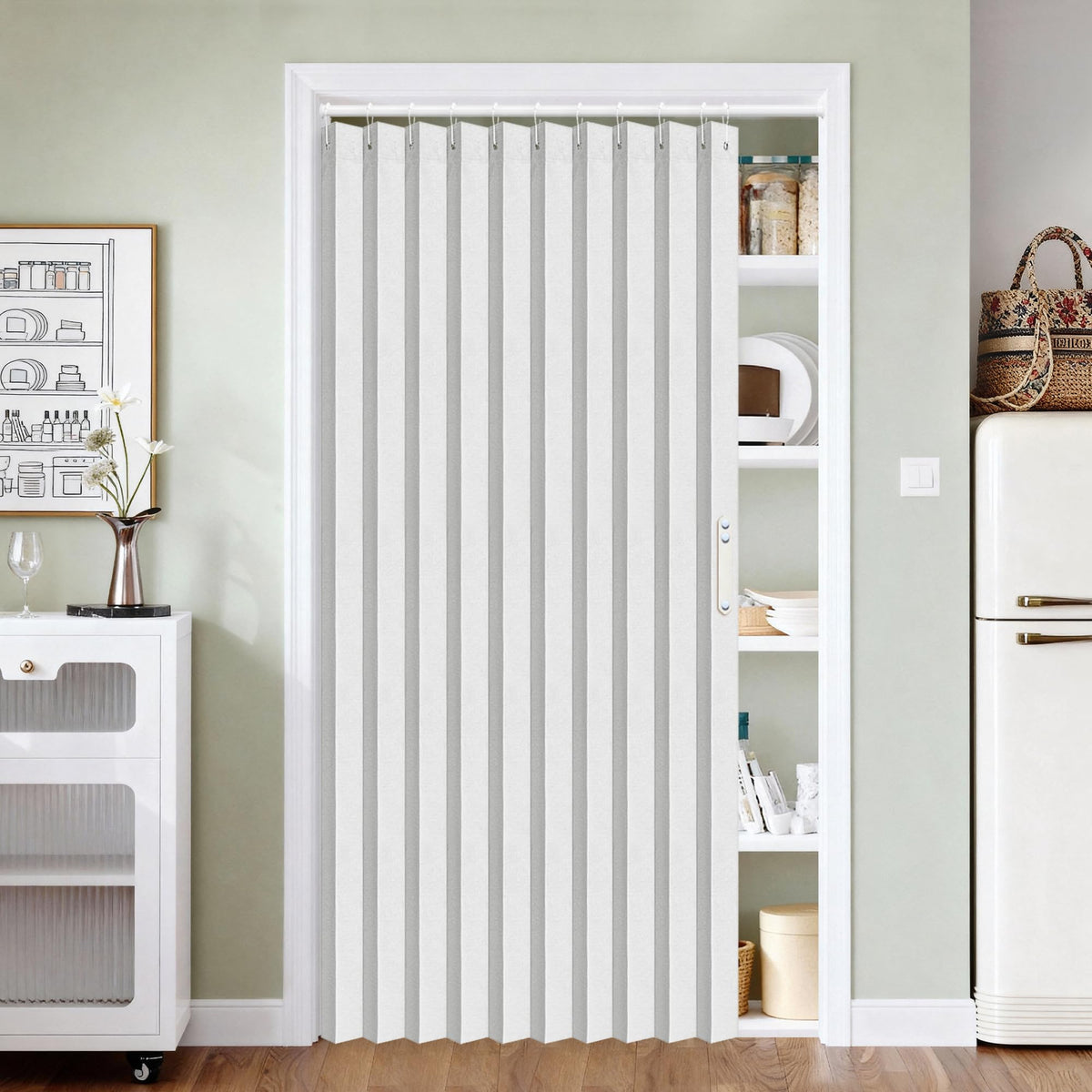 Vatge Closet Door Curtain Room Divider Drapes, Pleated Folding Style Curtains for Doorways Curtain for Bedroom Without Door,1 Panel with Tieback, W39 x L78, Black