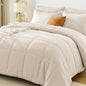 JOLLYVOGUE Full Comforter Set, Ultra-Soft Bed in a Bag Full Size 7 Pieces, Oeko-TEX Certified Bedding Set with Down Alternative Comforter, Sheets, Pillowcases & Shams, Black