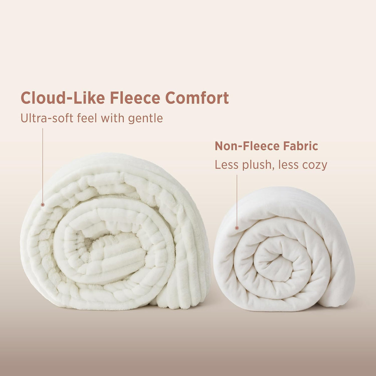 Bedsure Large Queen Fluffy Comforter Set, Cozy Fleece Cream White Bedding