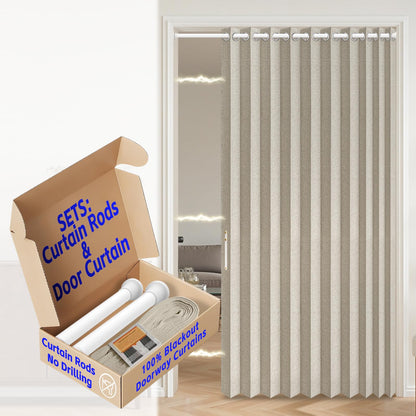 AJAZZ Blackout Accordion Door Magnetic Door Curtain Folding Closet Doors Curtain Invisible for Bedroom Room Living Room Doorway, Grey 42" W x 78" L, 1 Panel