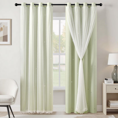 XiDi Curtains for Girls Bedroom Decor, Rainbow Blackout Curtains for Kids/Little Girl Room Decor, Unicorn Wall Decals,Pink Purple Green,63 x 34 inches,1 Panel