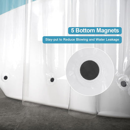 EurCross 9G Clear Shower Curtain Liner 72 x 78 inches Long with 5 Magnet Weights, Heavy Duty Weighted Premium PEVA Plastic Shower Curtain Liner for Bathroom, Without Hooks