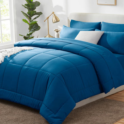 CozyLux Full Size Comforter Sets Black - 7 Pieces Bed in a Bag