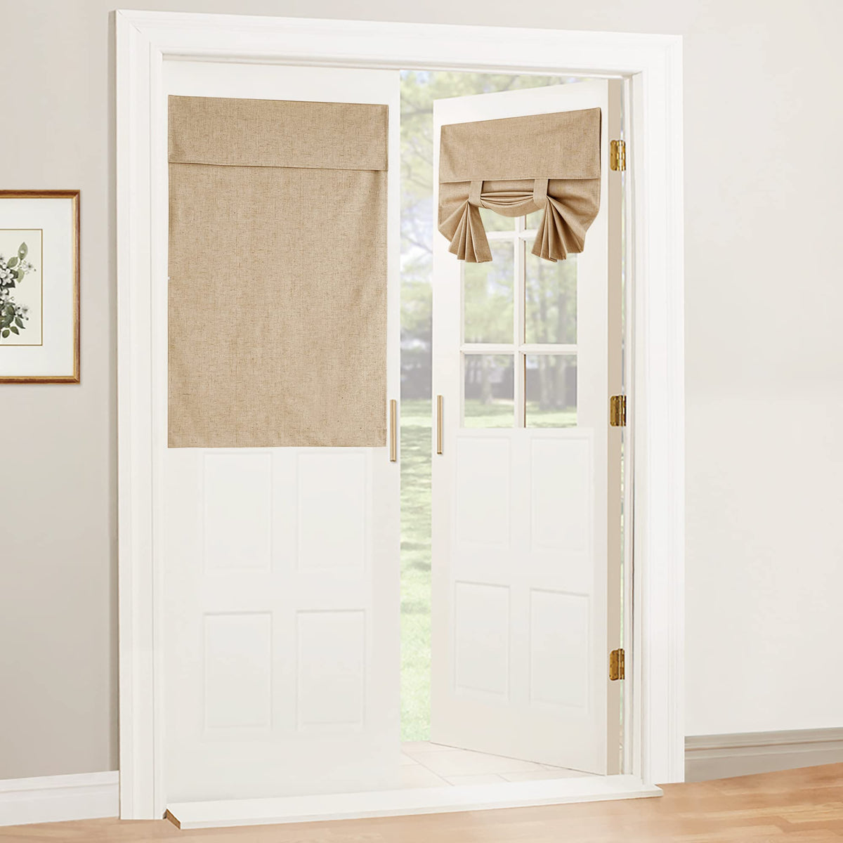 RYB HOME Blackout French Door Curtain, No Drill, W26 x L69, Black, 1 Panel