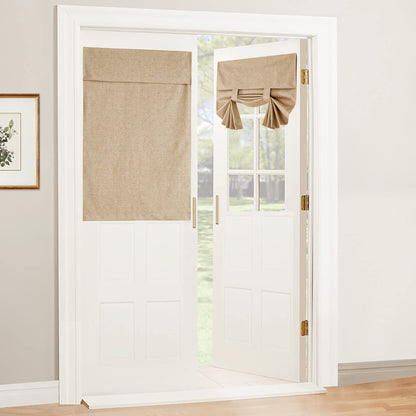 RYB HOME Blackout French Door Curtain, No Drill, W26 x L69, Black, 1 Panel