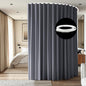 Room Divider Ceiling Mounted Curtains Track Sets Extra Wide Blackout Curtain Flexible Tracks for Bedroom Privacy Partition Separator, 1 Panel Black Drape and White Rail, W8.3 x H8ft