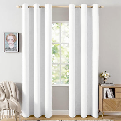 MIULEE 100% Blackout Linen Curtains for Bedroom 52x90 Inches Natural Beige