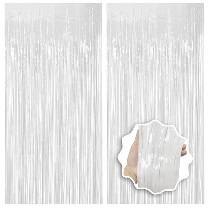 2 Pack Foil Curtain Backdrop Curtains Silver Tinsel Door Streamers Birthday Party Decorations Photo Backdrop Props for Party Graduation Wedding Bachelorette Christmas Baby Shower