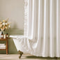 Pink Ruffled Striped Shower Curtain