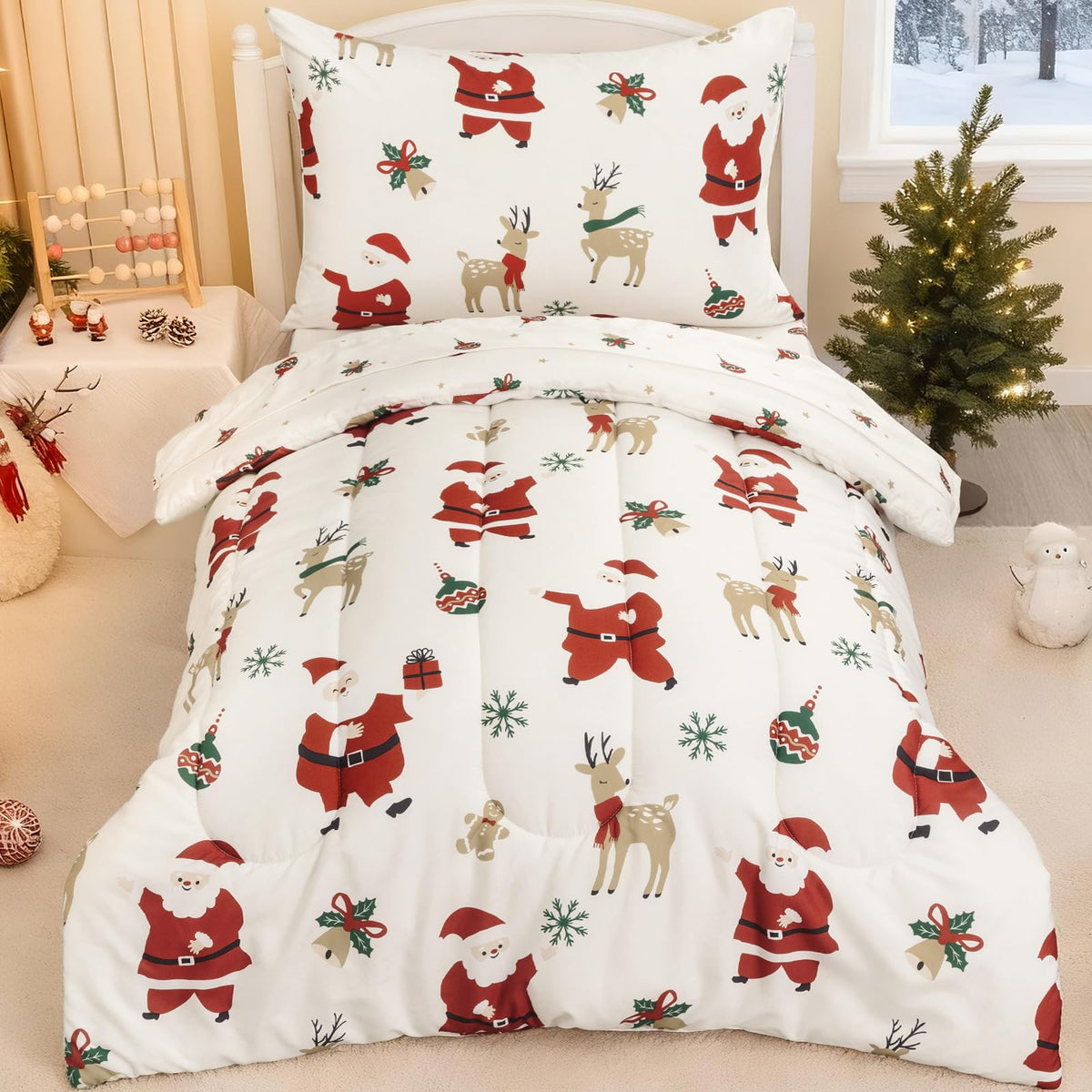 david's kids 4 Piece Toddler Bedding Set - Soft Breathable Toddler Bedding Set for Boys Girls, Includes Quilted Comforter, Flat Sheet, Fitted Sheet and Pillowcase, Dinosaur Navy