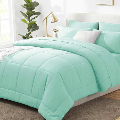 CozyLux Full Size Comforter Sets Black - 7 Pieces Bed in a Bag