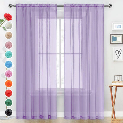 SpaceDresser Sheer Voile Curtains for Living Room 84 Inch Long 2 Panels