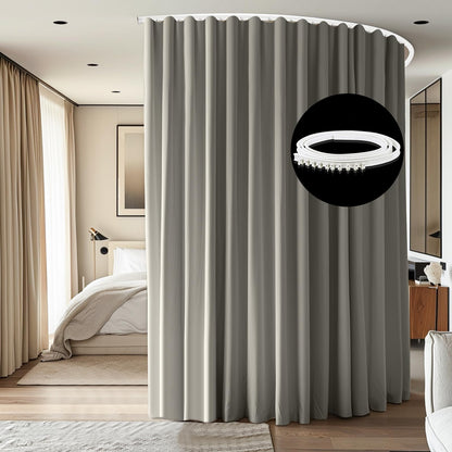 Room Divider Ceiling Mounted Curtains Track Sets Extra Wide Blackout Curtain Flexible Tracks for Bedroom Privacy Partition Separator, 1 Panel Black Drape and White Rail, W8.3 x H8ft