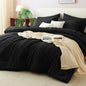 CozyLux Queen Comforter Set Black, 7 Pieces Bed in a Bag