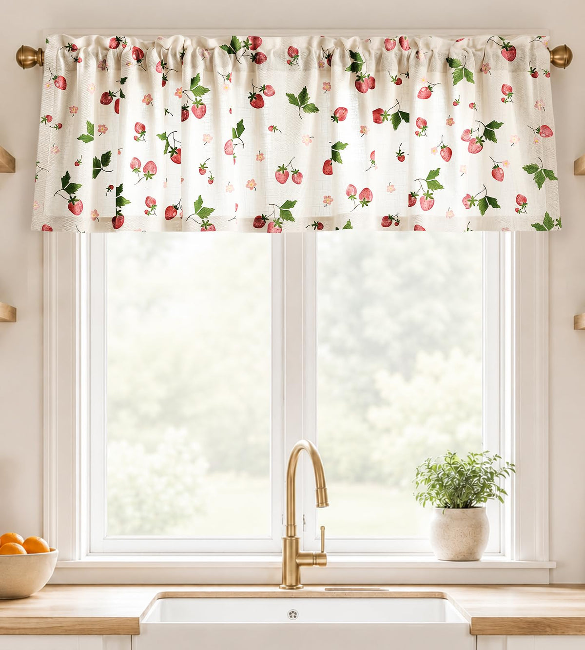 Miss Adola 36 Inch Length Kitchen Tier Curtains Pumpkin Leaf Cafe Curtains