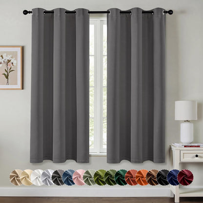 MIULEE Blackout Curtains for Bedroom 2 Panels 40 x 63 Inch Long Black