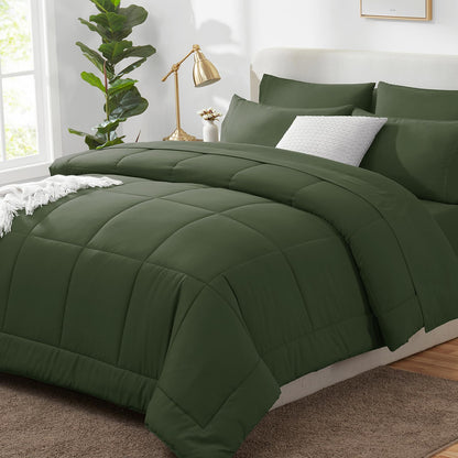 CozyLux Full Size Comforter Sets Black - 7 Pieces Bed in a Bag