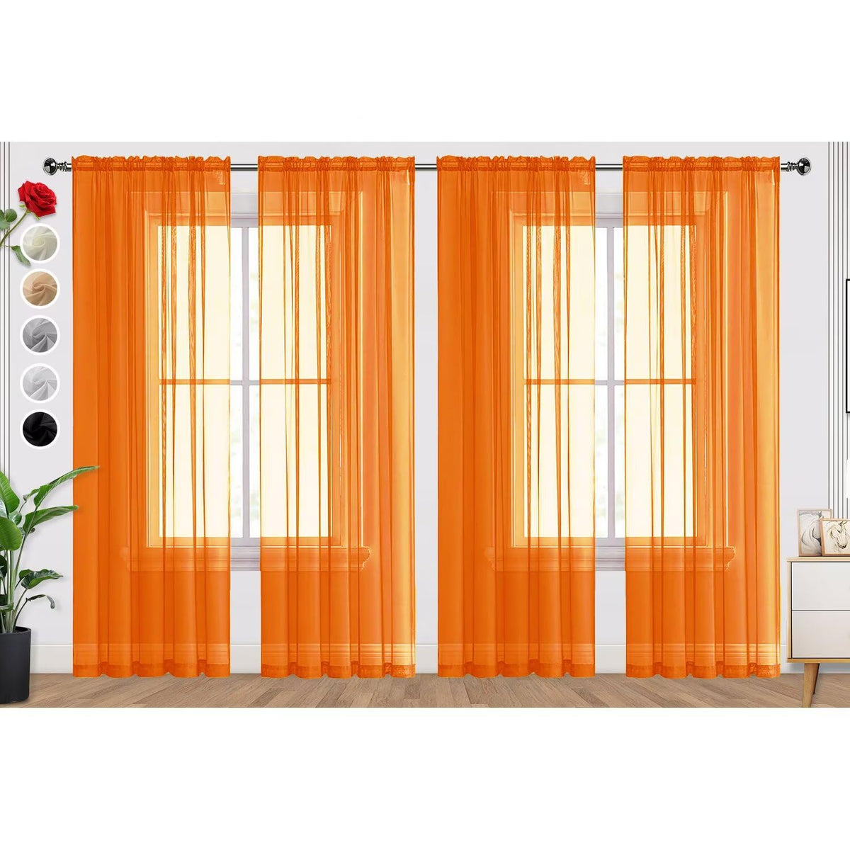 SpaceDresser Sheer Voile Curtains for Living Room 84 Inch Long 2 Panels