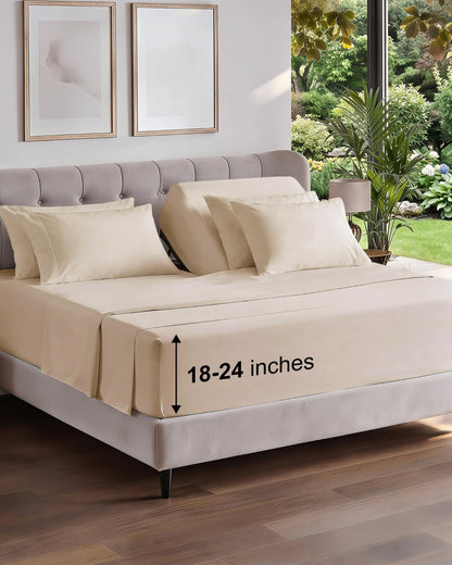CGK Extra Deep King Sheet Set - 6pc Cooling Sheets - White