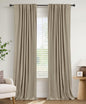 Linen Total Blackout Curtains for Bedroom Living Room 84 Inch, Cream