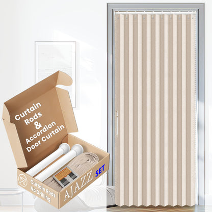 AJAZZ Blackout Accordion Door Magnetic Door Curtain Folding Closet Doors Curtain Invisible for Bedroom Room Living Room Doorway, Grey 42" W x 78" L, 1 Panel
