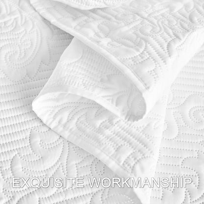 Hansleep Queen Quilt White Quilts Queen Size 3 Pieces (1 Quilt, 2 Shams)