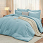 MUXHOMO Queen Comforter Set 7 Pieces, Soft Bed in a Bag, Beige