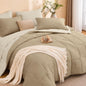 MUXHOMO Queen Comforter Set with Sheets Brown - 7 Pieces Bed in a Bag