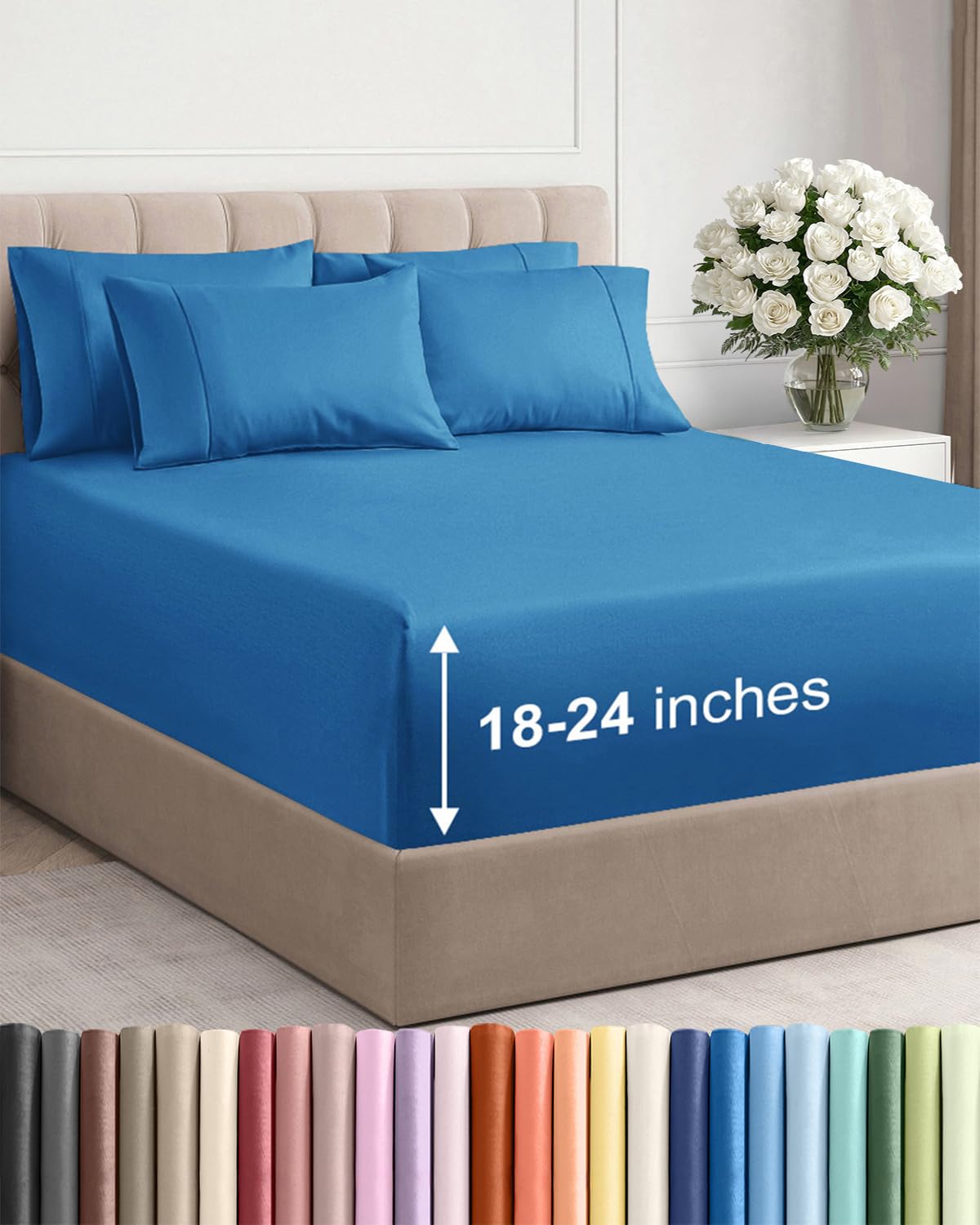 CGK Extra Deep King Sheet Set - 6pc Cooling Sheets - White