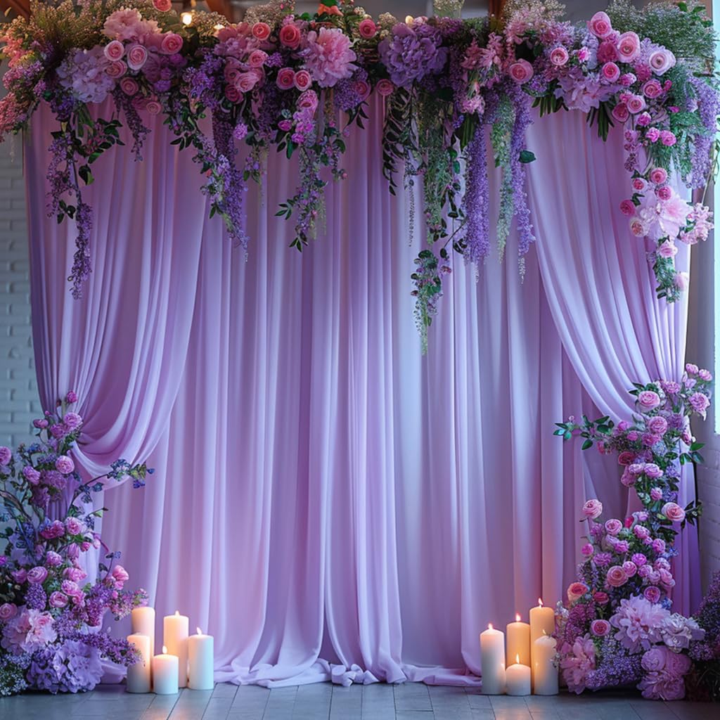 10x10ft Wrinkle Free Ivory Backdrop Curtain for Parties Soft Fabric Drapes Wedding Ivory Curtain Backdrop for Birthday Party Decorations Background for Photography 5x10ft,2 Panels