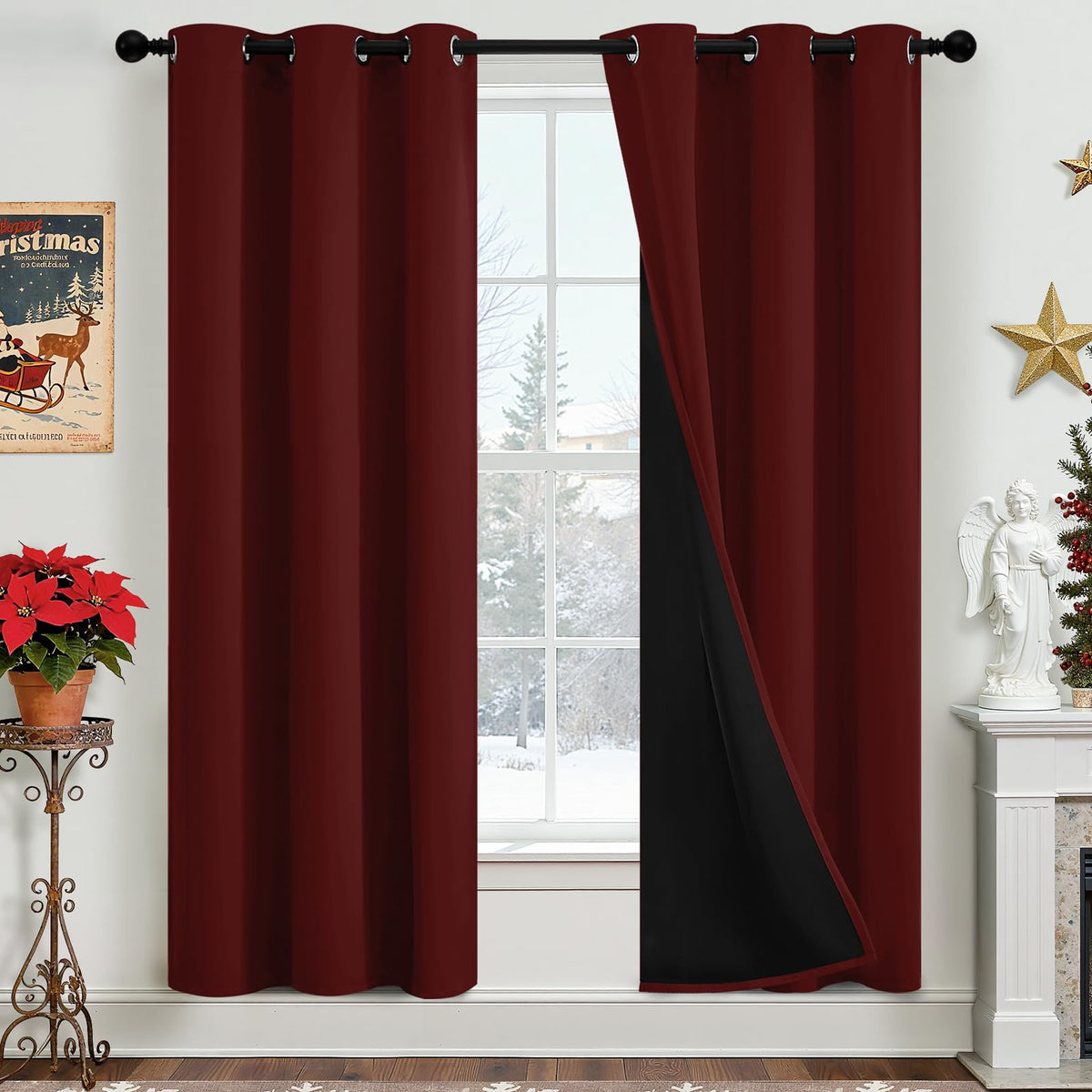 Yakamok Emerald Green Blackout Curtains 84 inches for Living Room, 52" Wide
