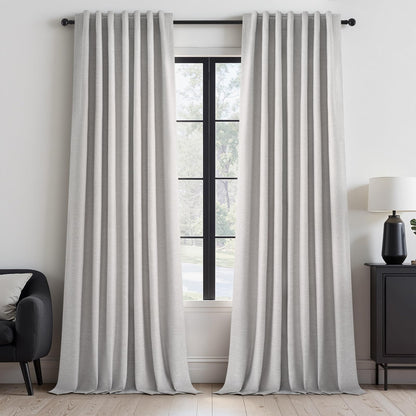 Topfinel Cream Linen Blackout Curtains 84 Inch Long for Bedroom Living Room, Ivory Pinch Pleat Back Tab Full Blackout Drapes Farmhouse Boho Curtains for Window, White Neutral Curtains 52" X 84" 7 FT