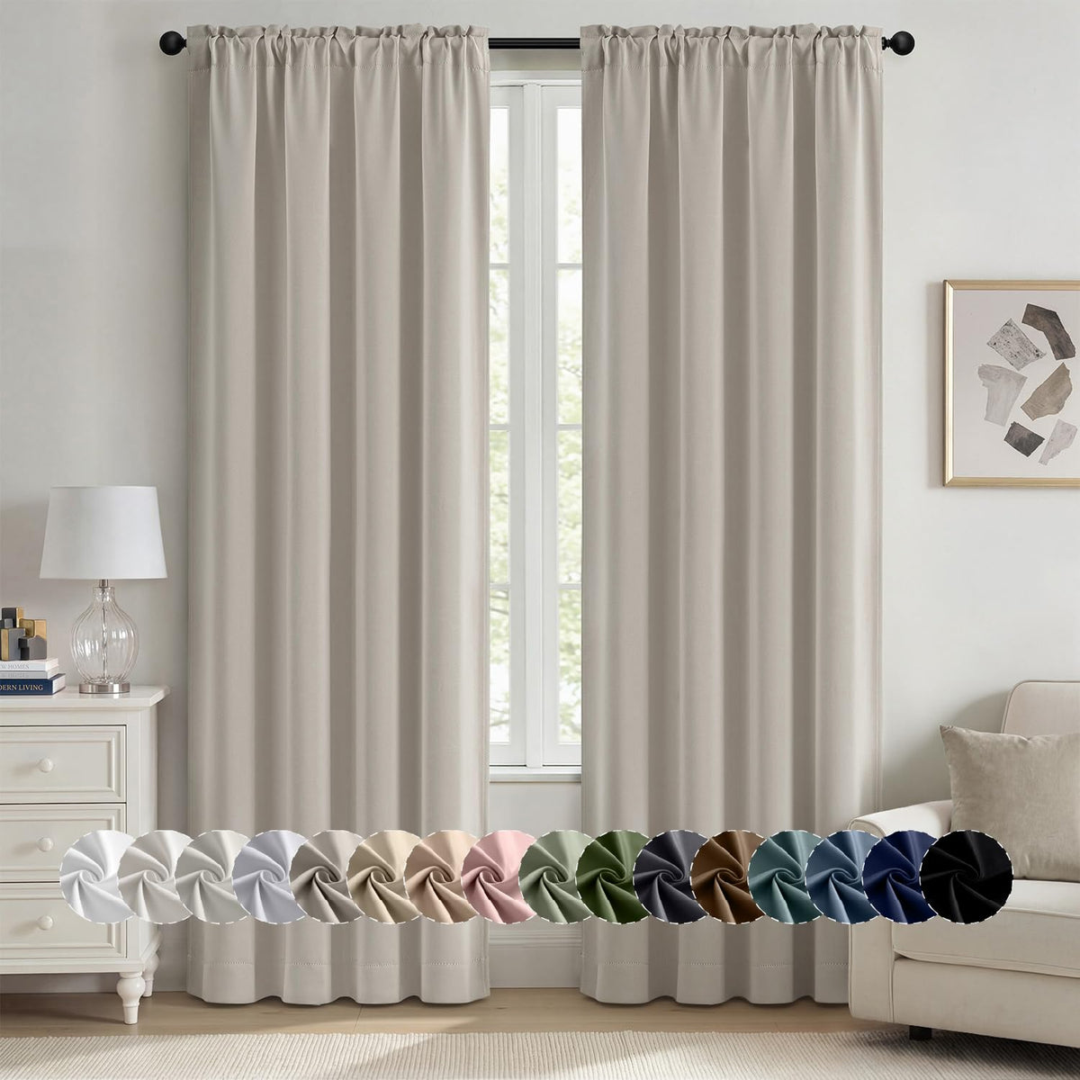 MIULEE Halloween Black Blackout Curtains for Bedroom Room 40"x63" 2 Panels