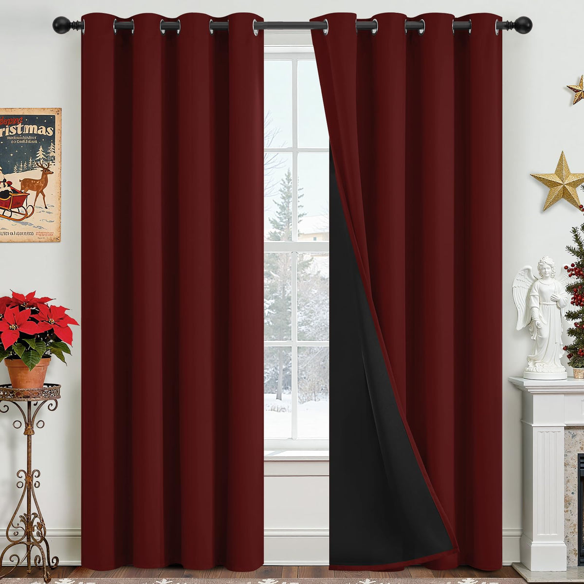 Yakamok Emerald Green Blackout Curtains 84 inches for Living Room, 52" Wide