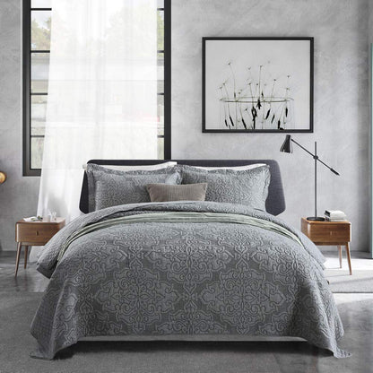 Travan 3-Piece Quilt Set Quilted Bedspread Lightweight Coverlet Set Garden Style Floral Printed Oversized Quilted Bedding Set with Shams for All Season, Exquisite, King Size