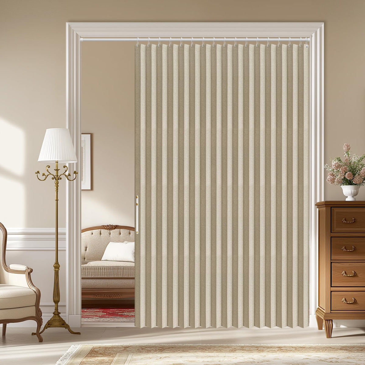 AJAZZ Blackout Accordion Door Magnetic Door Curtain Folding Closet Doors Curtain Invisible for Bedroom Room Living Room Doorway, Grey 42" W x 78" L, 1 Panel