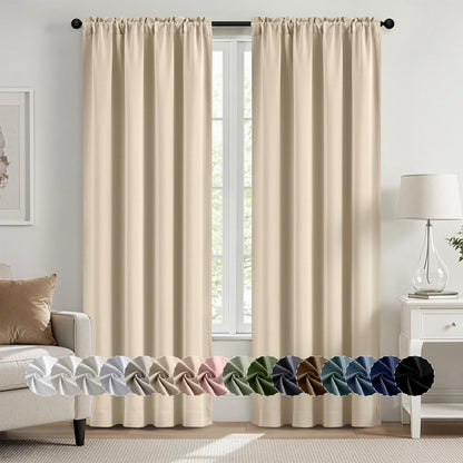 MIULEE Halloween Black Blackout Curtains for Bedroom Room 40"x63" 2 Panels