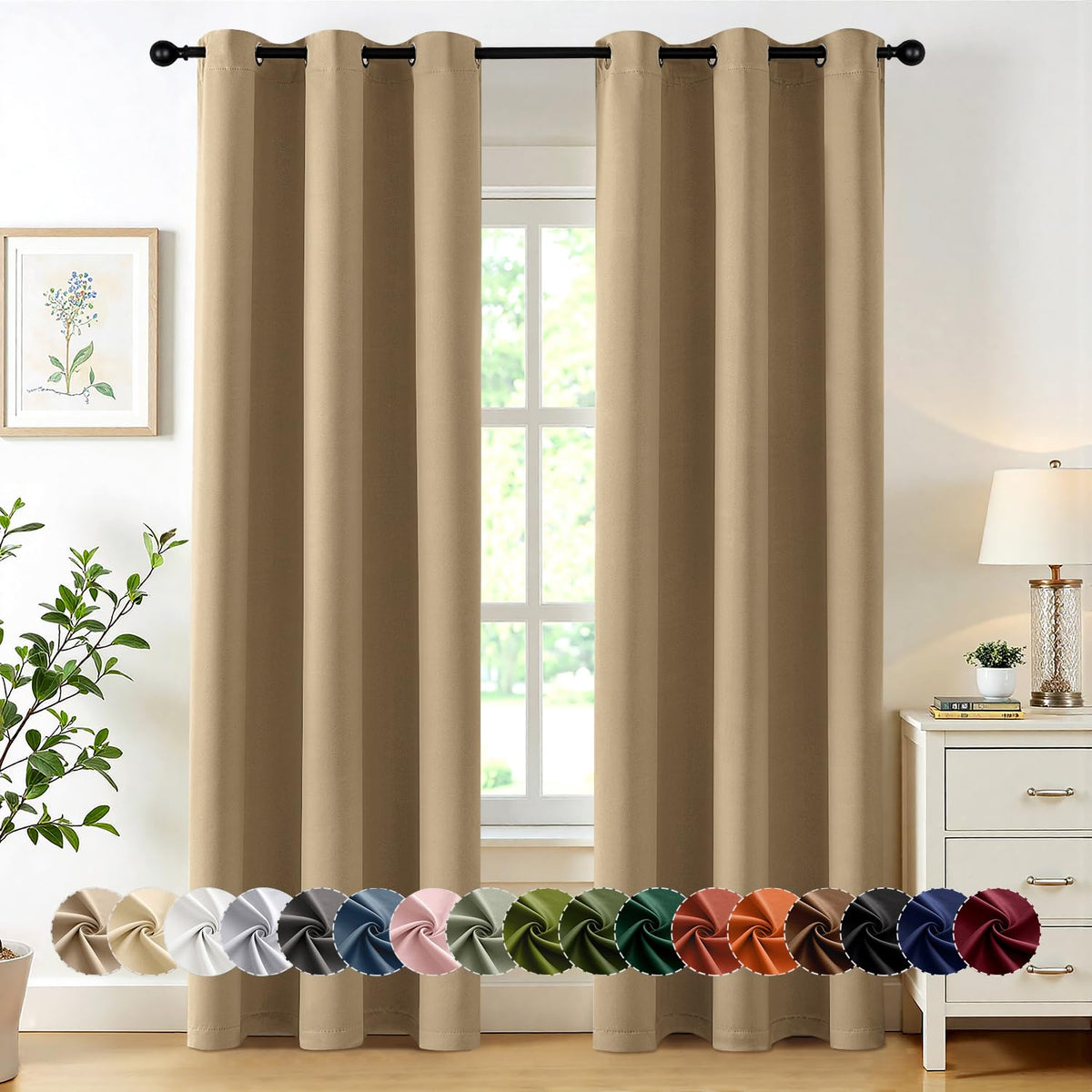 MIULEE Blackout Curtains for Bedroom 2 Panels 40 x 63 Inch Long Black