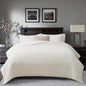 RECYCO Channel Box Stitch Velvet Quilt Set, King Size, Beige
