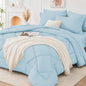 FUANNA Full Size Comforter Sets 7 PCS, Navy Blue Bed Set, Soft Bed in a Bag