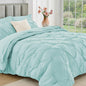 JOLLYVOGUE Queen Comforter Set 7 Pieces - Bed in a Bag Queen for All Season, Pintuck Bedding Comforter Sets with Comforter, Flat Sheet, Fitted Sheet and Pillowcases & Shams, Pink