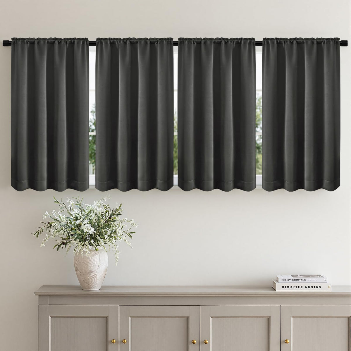 MIULEE Black Blackout Curtains 63 Inch Length for Bedroom Set of 4 Panels